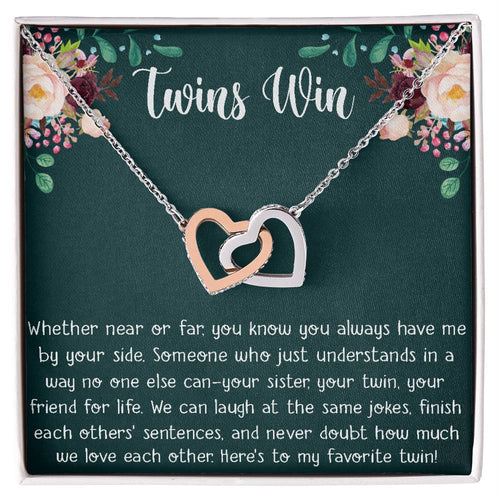 My Twin Interlocking Hearts Necklace - Perfect Gift For Your Twin Sister Twin Girl Show Your Twin Love With The Best Present