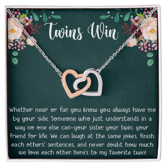 My Twin Interlocking Hearts Necklace - Perfect Gift For Your Twin Sister Twin Girl Show Your Twin Love With The Best Present