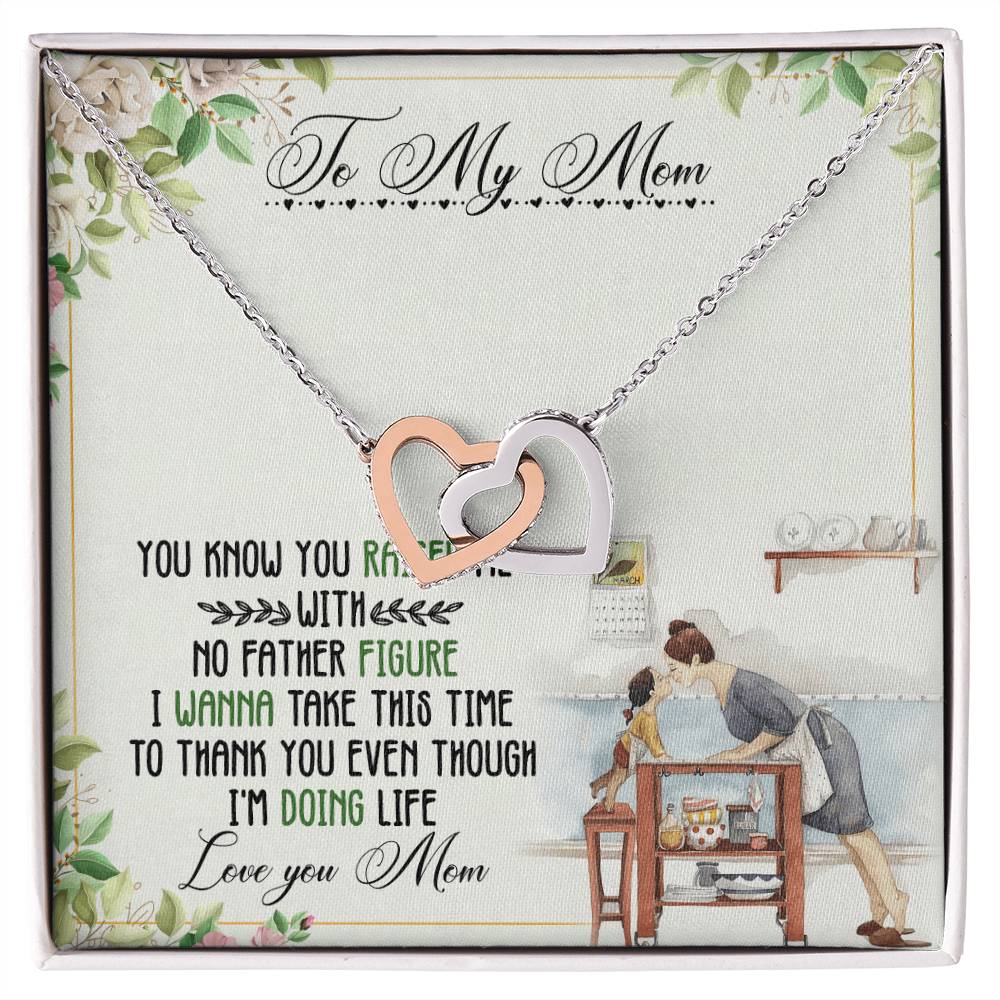 To My Mom Interlocking Hearts Necklace Message Card