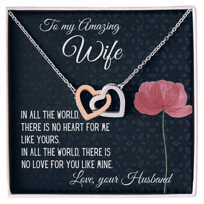 Gift For Wife There Is No Heart For Me Like Yours Interlocking Hearts Necklace B