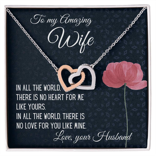 Gift For Wife There Is No Heart For Me Like Yours Interlocking Hearts Necklace B