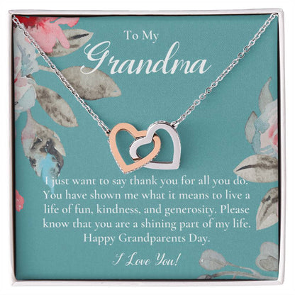 Gift For Grandma Necklace Grandmother Birthday Gift From Granddaughtergrandson To My Grandma Necklace Gift Grandmother Gift Grandparents Day Gift Interlocking Hearts Necklace