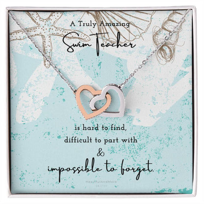 Gift For Swim Teacher Swim Teacher Appreciation Gift A Truly Amazing Swim Teacher Gift Interlocking Hearts Necklace