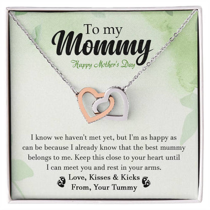 To My Mommy - From Your Tummy - Pregnancy Gift - Mother'S Day Gift - Luxury Necklace Interlocking Hearts Necklace