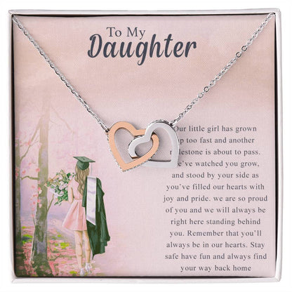 To My Daughter Interlocking Hearts Necklace