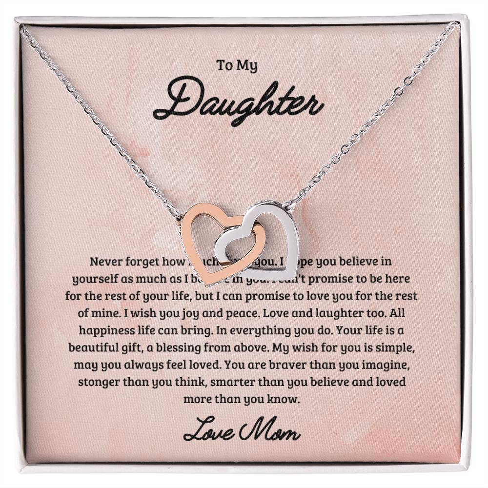 To My Daughter Joy & Peace From Mom Interlocked Hearts Necklace Interlocking Hearts Necklace