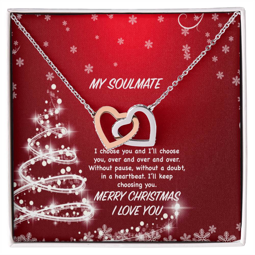 My Soulmate - I Choose You And I'Ll Keep Choosing You Interlocking Hearts Necklace