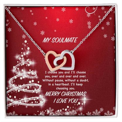 My Soulmate - I Choose You And I'Ll Keep Choosing You Interlocking Hearts Necklace