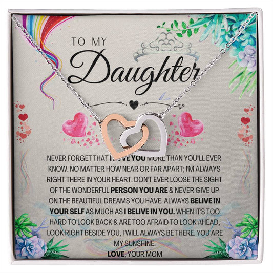 To My Daughter Interlocking Hearts Necklace