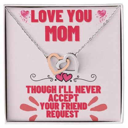 Mom’S Friend Request- Interlocking Hearts With Cubic Zirconia Interlocking Hearts Necklace