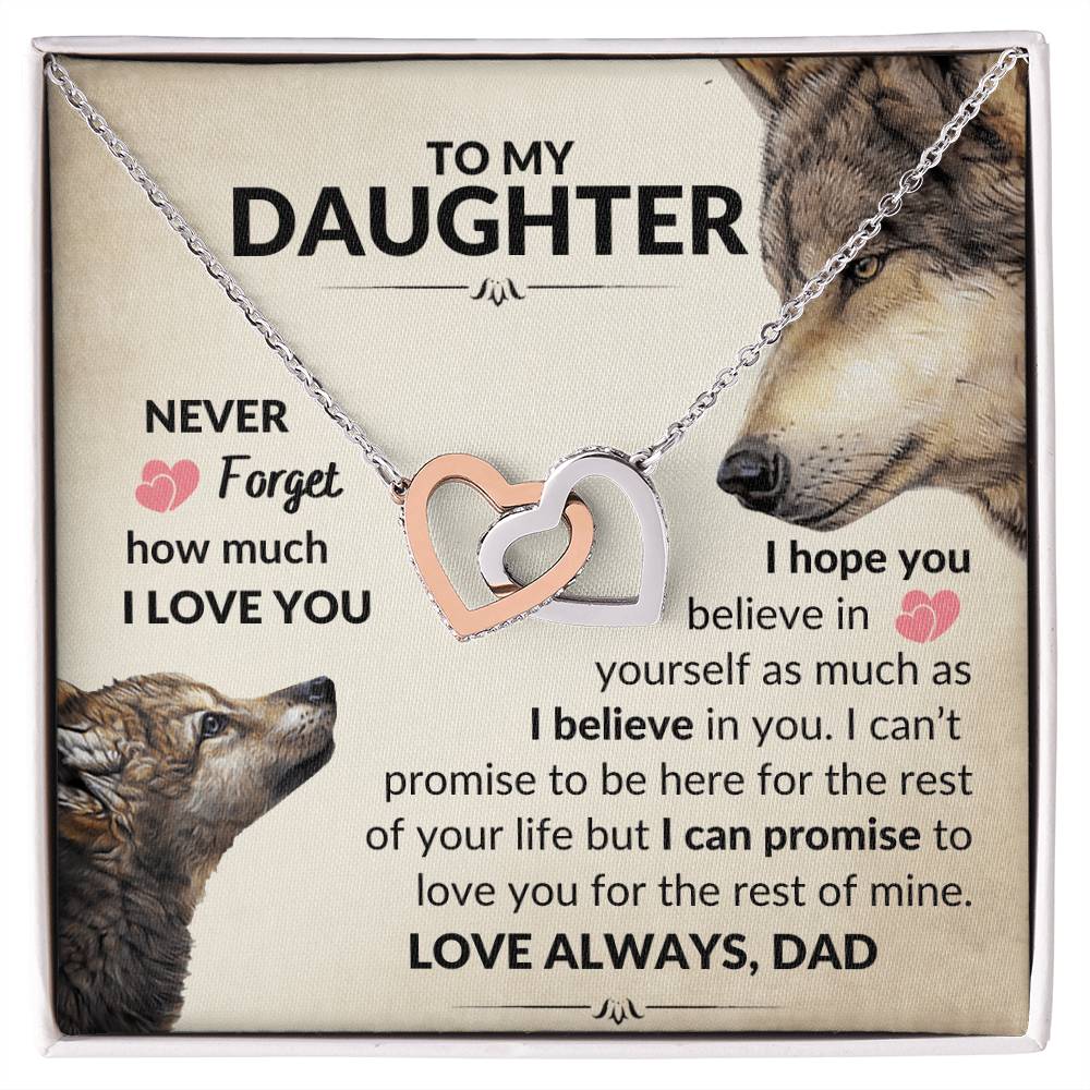 To My Daughter - Never Forget - Necklace Interlocking Hearts Necklace