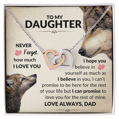 To My Daughter - Never Forget - Necklace Interlocking Hearts Necklace