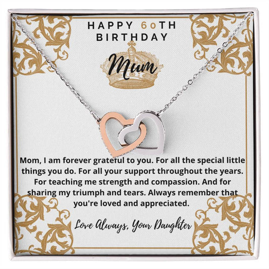 60Th Birthday Gift For Mum From Daughter Interlocking Hearts Necklace