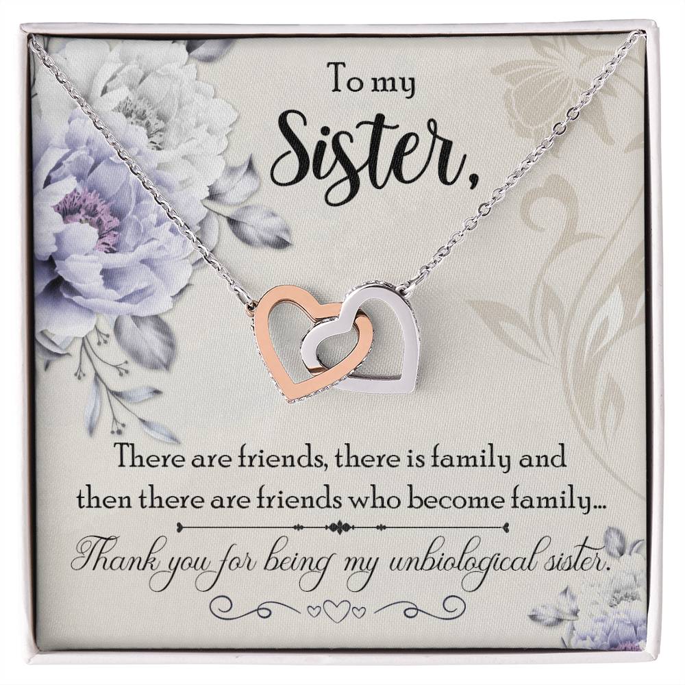 Gift For Sister - My Unbiological Sister Necklace Interlocking Hearts Necklace