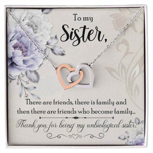 Gift For Sister - My Unbiological Sister Necklace Interlocking Hearts Necklace