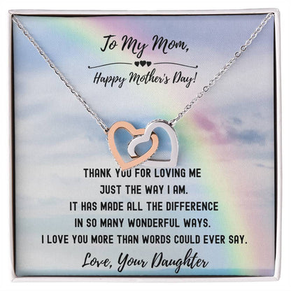 Thank You For Loving Me Mom - Hearts Necklace Interlocking Hearts Necklace
