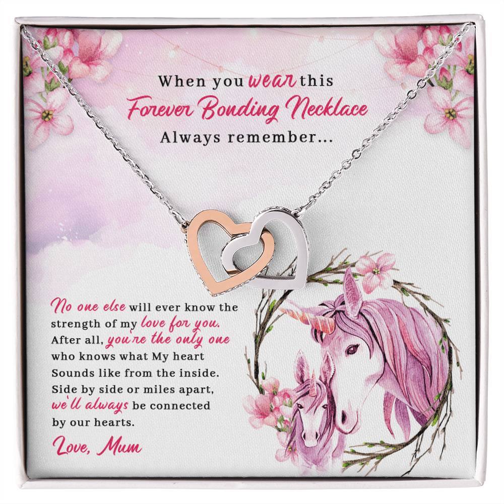 To My Daughter - Unique Heart Bonding Necklace Gift Set Interlocking Hearts Necklace