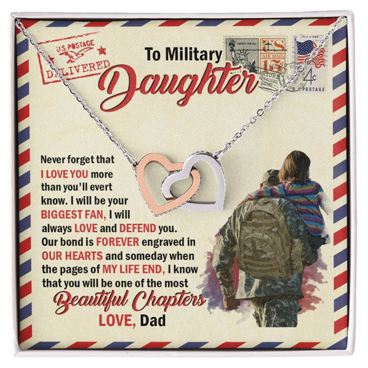 To Military Daughter - Gift For Daughter Gift For Daughter On Christmas Necklace For Daughter From Dad Interlocking Hearts Necklace