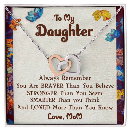 Interlocking Hearts Necklace For Daughter With Message Card