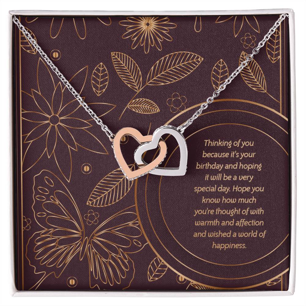 Birthday Edition Wishing You A World Of Happiness Mom! - Interlocking Hearts Necklace