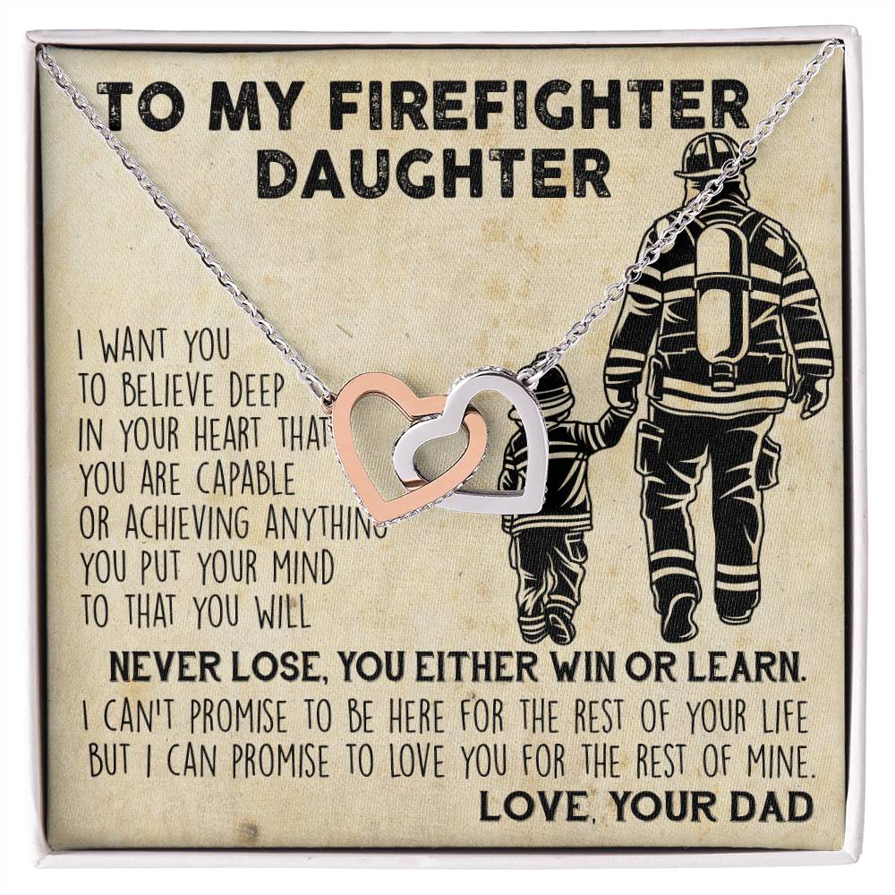 Firefighter Daughter Gift To Firefighter Daughter Gift From Dad Firefighter Daughter Necklace Interlocking Hearts Necklace