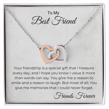 Friendship Is A Special Gift Necklace Interlocking Hearts Necklace