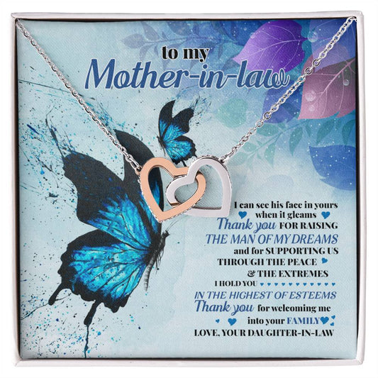Mother-In-Law Necklace Mother-In-Law Mother-In-Law Gift Interlocking Hearts Necklace