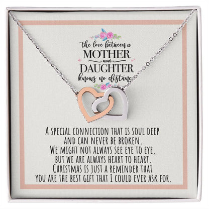 The Love Between A Mother And Daughter Knows No Distance Interlocking Hearts Necklace