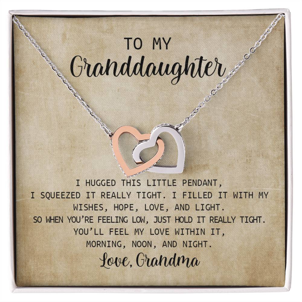 To My Granddaughter - I Love You Message - Tmg03 Interlocking Hearts Necklace