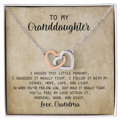 To My Granddaughter - I Love You Message - Tmg03 Interlocking Hearts Necklace