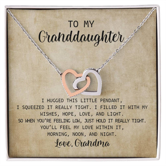 To My Granddaughter - I Love You Message - Tmg03 Interlocking Hearts Necklace