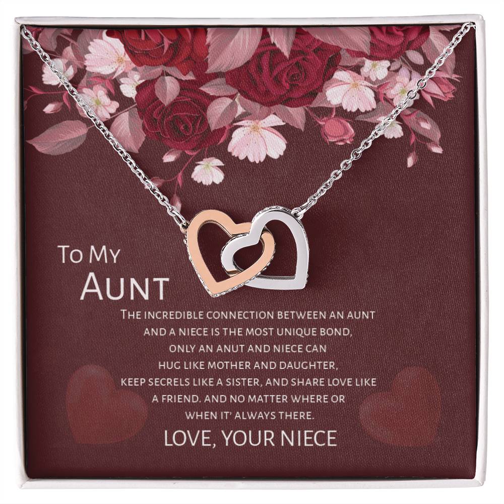 Gift For Aunt - To My Aunt From Niece - Mother'S Day Gift Interlocking Heart Necklace Interlocking Hearts Necklace
