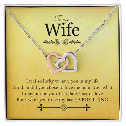To My Wife - Love Card And Necklace Interlocking Hearts A Interlocking Hearts Necklace