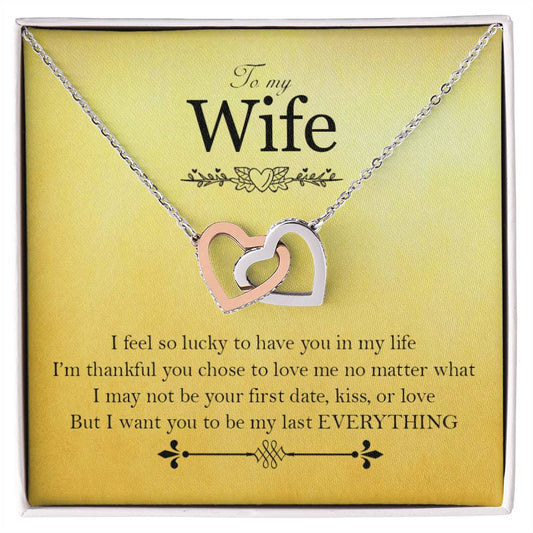 To My Wife - Love Card And Necklace Interlocking Hearts A Interlocking Hearts Necklace