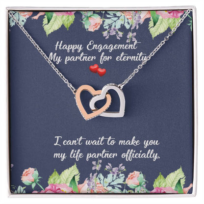 Engagement Gift For Fiancée Interlocking Hearts Necklace