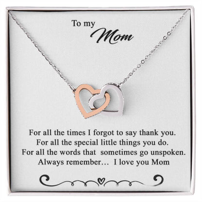 To My Mom Necklace Interlocking Hearts Necklace
