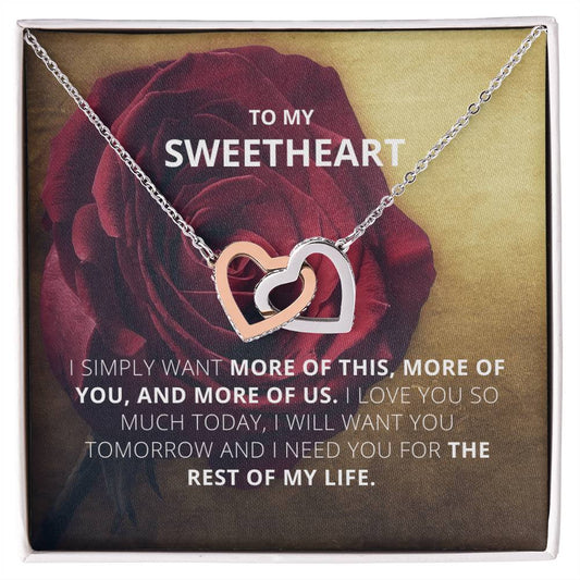 To My Sweetheart - I Want More Of This - Necklace Interlocking Hearts Necklace