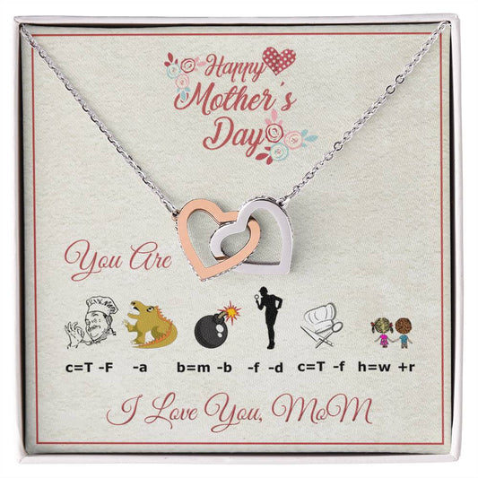 Interlocking Heart Necklace For Mom With Rebus Message Card Interlocking Hearts Necklace