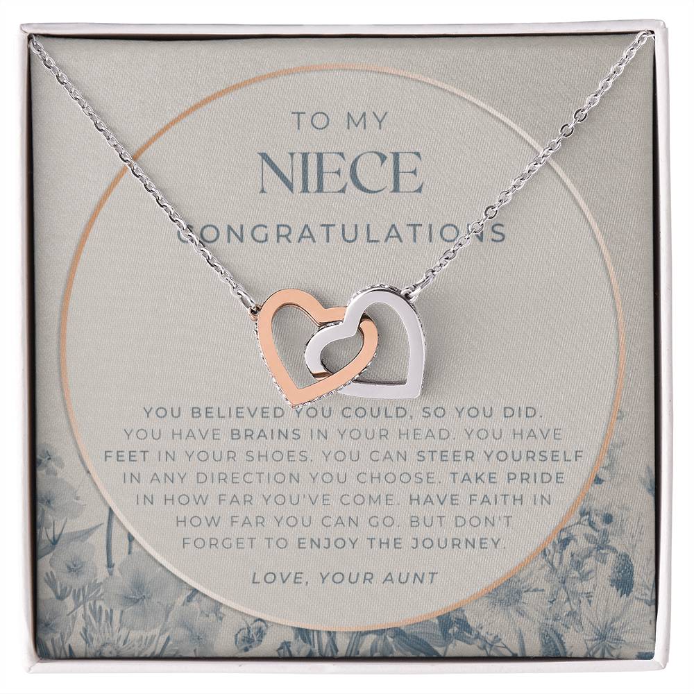 To My Niece Live Your Dreams Necklace Gift For Niece From Aunt Niece Birthday Graduation Christmas Present Interlocking Hearts Necklace