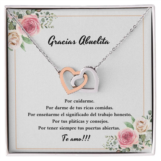 Gracias Abuelita Por Cuidarme Por Darme De Tus Ricas Comidas Interlocking Hearts Necklace