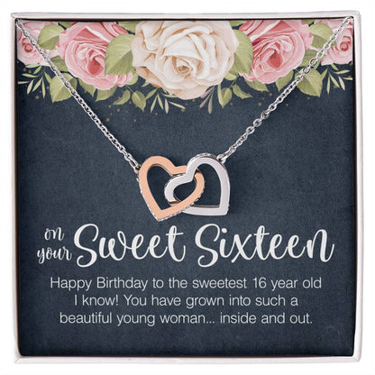 Sweet Sixteen Necklace Sweet 16 Birthday Gift Interlocking Heart Necklace Gift For 16Th Birthday Sweet 16 Gifts Interlocking Hearts Necklace