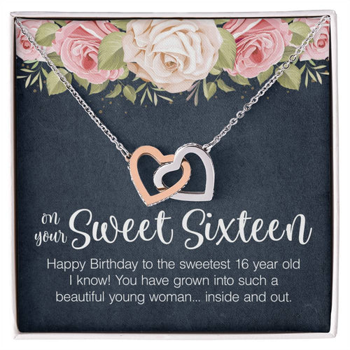 Sweet Sixteen Necklace Sweet 16 Birthday Gift Interlocking Heart Necklace Gift For 16Th Birthday Sweet 16 Gifts Interlocking Hearts Necklace