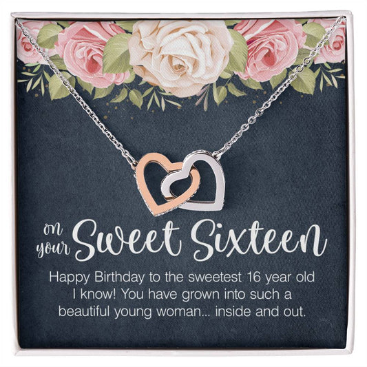 Sweet Sixteen Necklace Sweet 16 Birthday Gift Interlocking Heart Necklace Gift For 16Th Birthday Sweet 16 Gifts Interlocking Hearts Necklace