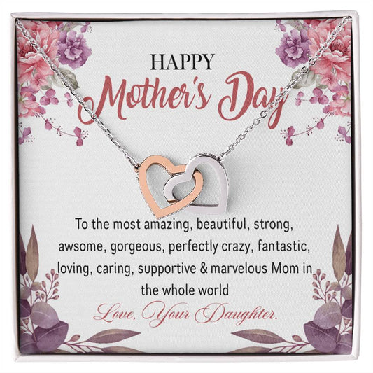 Interlocking Hearts Happy Mother'S Day To The Most Amazing Mom Interlocking Hearts Necklace
