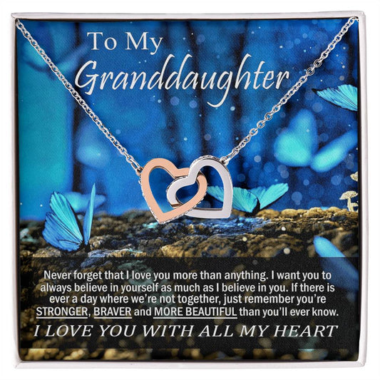 To My Granddaughter - Love You With All My Heart - Necklace Interlocking Hearts Necklace