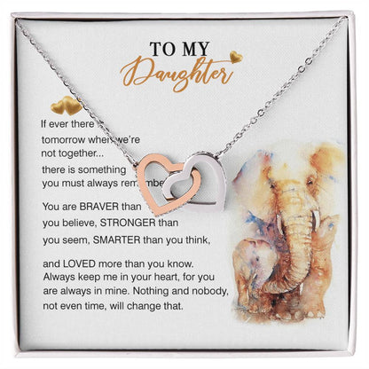 To My Daughter Necklace From Elephant Mom Interlocking Hearts Necklace