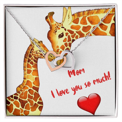 Mom I Love You So Much Two Hearts Embellished With Cubic Zirconia Stones Interlocked Together Interlocking Hearts Necklace