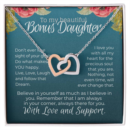 Stepdaughter Love & Support Gift From Stepmom Step Dad - Hearts Interlocking Hearts Necklace