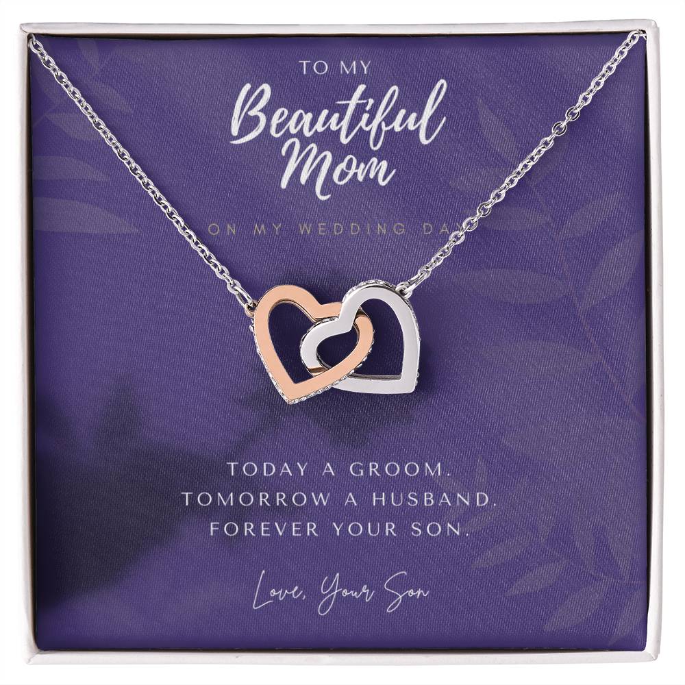 Mother Of The Groom Gift From Son Mom Wedding Gift From Son Wedding Gift From Groom To Mom Necklace Gift For Mom Wedding Gift From Son Interlocking Hearts Necklace