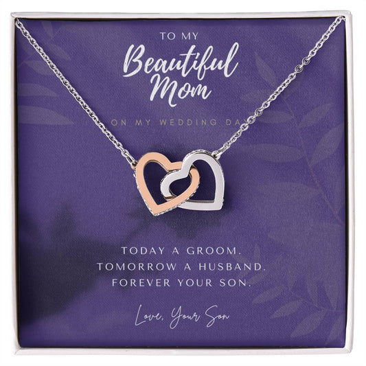 Mother Of The Groom Gift From Son Mom Wedding Gift From Son Wedding Gift From Groom To Mom Necklace Gift For Mom Wedding Gift From Son Interlocking Hearts Necklace